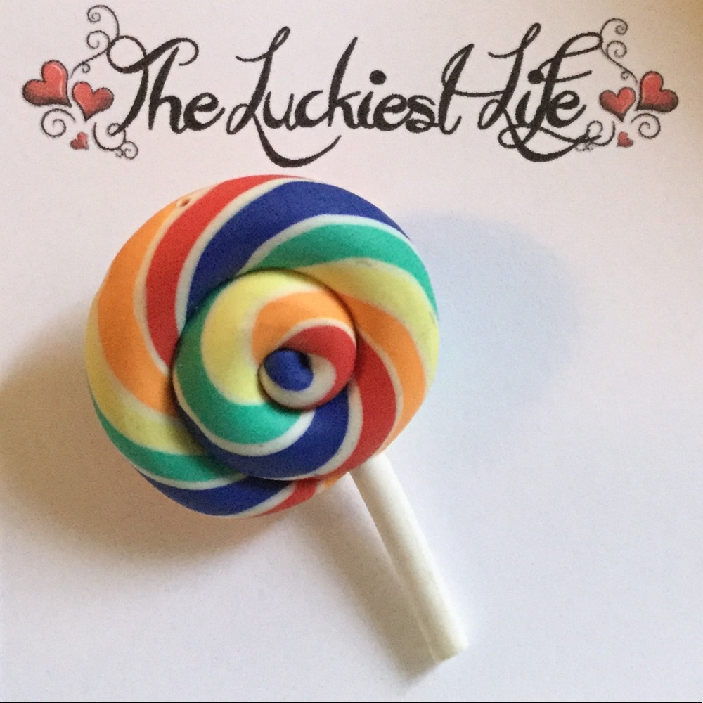 BRAND NEW!  Cute Handmade Striped Lollipop Pin